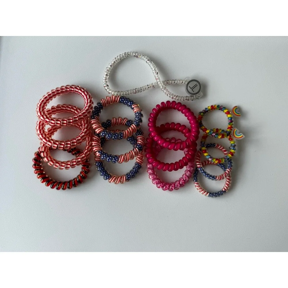 TELETIES Spiral Hair Coils Ponytail Hair Ties Combo Set Variety Sizes NWOT